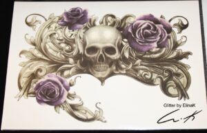 Skull & Roses -siirtokuva - Glitter by Elinak